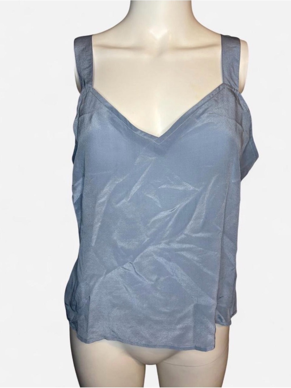 Vintage Light Blue V-Neck Satin Camisole